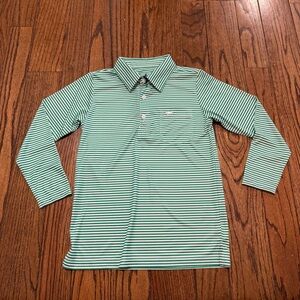 NWT $46 Saltwater boys inshore performance polo green stripe- Size 10/12